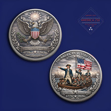 USA 250th Anniversary American Revolution Challenge Coin George Washington 1776 picture