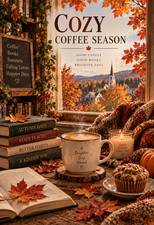Cozy Coffee Season Vintage Fall Poster Books Coffee Autumn Wall Art 13x19 picture