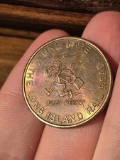 1961 New York Worlds Fair Long Island Rail Road Transit Token Coin One Fare  picture