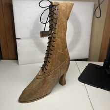 Vintage Hand Carved Wooden Laced Victorian Boot Ladies Show Life Size picture