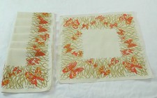 Emilio Pucci Butterfly Napkin lot of 7 Vintage Mid Century Linens Orange Retro picture