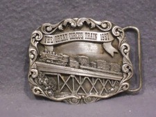 Vintage - THE GREAT CIRCUS TRAIN - c.1987 - Pewter  Belt Buckle - Decent Used. picture