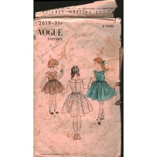 Vintage 1952 Vogue 2619 Girls One Piece Dress Sewing Pattern Size 8 Mid Century picture