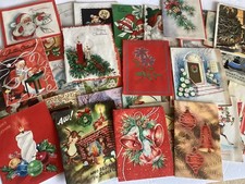 33 Vtg. 1950s Christmas Cards: Graphic Designs Mid-century Style USED picture