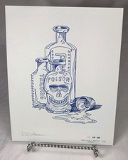 RARE Robert Villamagna Signed #52/100 Poison Bottle Skull Print APBCA Expo 1992 picture