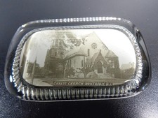 VINTAGE CHRIST CHURCH WESTERLY RHODE ISLAND R. I. GLASS PAPERWEIGHT ~ VERY NICE picture