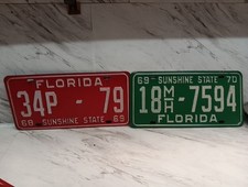 (2) FLORIDA  VINTAGE 1968/70 License Plates  near Mint Condition. Never Used picture