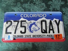 2017 Colorado State University Pueblo License Plate 275 QAY,  CSU, Thunderwolves picture