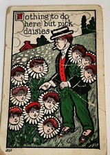 Antique 1905 Comic Fantasy Postcard Daisy Flower Women Faces Undivided Back 310 picture