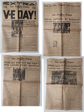 V-E Day WWII Newspaper Lot | Los Angeles Times | May 7 1945 | 4 Issues picture