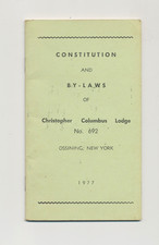 1977 Christopher Columbus Lodge Constitution By-Laws Sons of Italy - Ossining NY picture