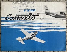 Vintage 1958 PIPER Comanche Airplane Dealer Brochure Waukegan Air Waukegan IL picture