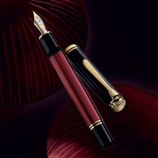 Pelikan Souveran M800 Fountain Pen - Black-Red F Nib fine  picture