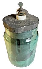 Antique Stanley Patterson Wet Cell Battery Teal Glass Carbon Porcelain 1920s picture