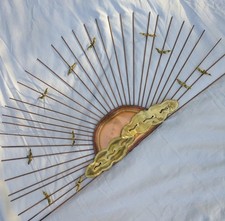 Vintage Mid Century Modern Brass Seagull Bird Sunbrust Sun Wall Hanging picture