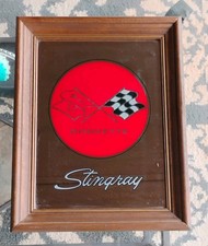 Chevrolet Corvette Stingray Emblem Mirror Framed Frame RARE Man Cave Den Garage picture