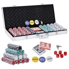 500-Piece Poker Chip Set with Aluminum Case Casino Game w/ Dice & Cards at Home picture