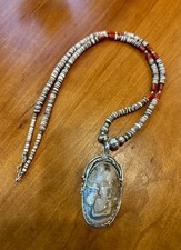 Vintage Signed Navajo Sterling and Agate 22 “ Necklace picture