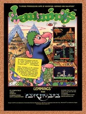 1990 Lemmings Atari ST Original Advertisement / Retro Wall Art v7 picture