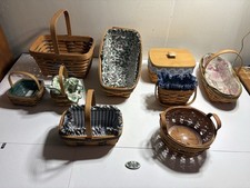 Authentic Longaberger Basket Lot Of 9 Dresden Ohio USA Liner Fabric Manuals picture