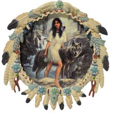 Bradford Exchange Loyal Guardian Wolf Collector Plate Russ Docken 2005 8.5in picture