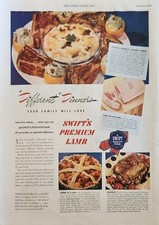 1946 SwiftS Premium Lamb VINTAGE AD Different Dinners picture
