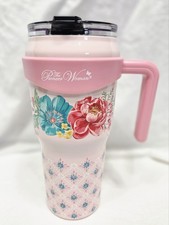 The Pioneer Woman Pink Floral Travel Mug Tumbler Stainless Steel New No Tags  M1 picture