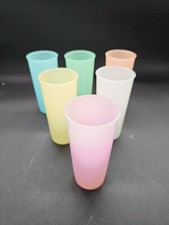 Set of 6 Vintage Tupperware Pastel Tumblers Drinking Glass 12oz.  Cups #115 picture