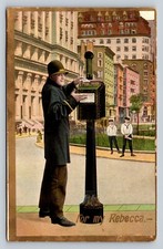 c1909 Man Sending Letter to His Rebecca ANTIQUE Postcard 1c picture