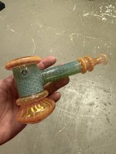 🔥 Stunning Custom-Made Hammer Glass Bubbler– Color-Changing Marble Opal picture