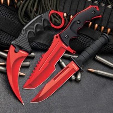 Black Legion Red Fury Triple Knife Set - Karambit, Huntsman, Military Knives picture