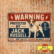 Jack Russell Terrier Dog Guard Property Warning Metal Plaque Sign picture