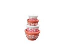 Pink Gooseberry Pyrex Inspired Christmas Tree Ornament Nesting Bowl Set picture
