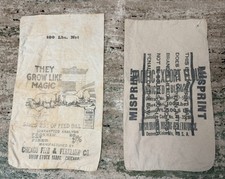 Vintage Cloth Feed Sacks x 2 Chicago Feed & Fertilizer Co. and a Misprint picture