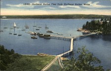 Northeast Harbor ME Harbor Fleet Dock c1940s-50s Vintage Postcard picture