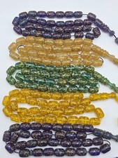 Set of 5 MISBAHA Sandalos 33 BEADS, 12×8mm 5 قطع مسباح ورق ذهب سندلس شفاف picture