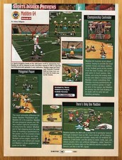 1997 Madden 64 Nintendo 64 N64 PREVIEW Print Ad/Poster Football Video Game Art picture