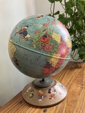 Vintage Walt Disney Rand McNally World Globe Mid Century Characters 1950's Tin picture