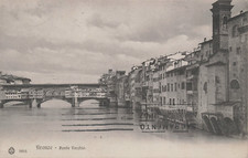 MEDIEVAL STONE ARCH BRIDGE OVER THE ARNO RIVER POSTCARD FLORENCE ITALY 1907 picture