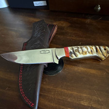 EH Forged Knives Hunting Fixed Blade 440C Drop Point Bone Full Tang Sheath picture