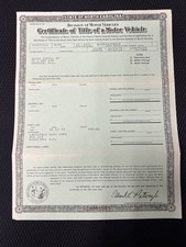 Genuine Original 1972 Plymouth Duster V8 Sport Coupe NC Car Title VL29G2 picture