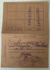 POLAND Post WWI 1914-1918 Identity Card of Former Polish Legionnaires in Krakow picture
