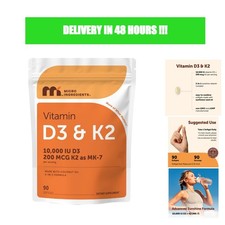 Micro Ingredients Vitamin D3 10000 IU + K2 MK-7 200 mcg, 90 Softgels, Non-GMO picture