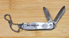 Roy Rogers 2-Blade Slipjoint Pocketknife, SS Clip Point, White Plastic, Keychain picture