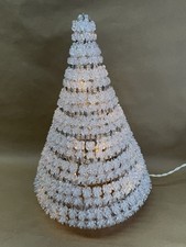 Vintage Gold Safety Pin Christmas Tree Clear Beads Handcrafted 16