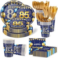 350PCS 85th Birthday Party Decorations for 50 Guests Blue and Gold Party Supp... picture