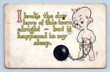 Prohibition Comic Baby Broke the Town Dry Laws 1930 Wet Kids Series Postcard M14 picture