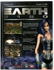 2005 PRINT AD, Earth 2160 PC Video Game Future Space RTS Blue Hair Sexy Soldier picture