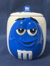Vntg 2003 M&Ms Blue Character Ceramic Cookie Jar Canister Galerie EXCELLENT COND picture