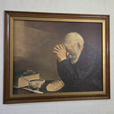 Vintage GRACE Old Man Praying Framed Print 23